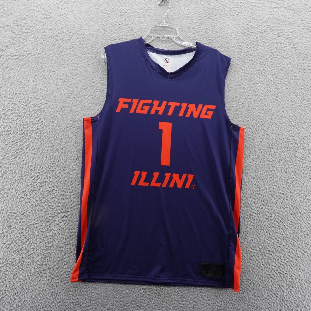 ProSphere Illinois Fighting Illini Mens Basketball Jersey Navy Orange Large NEW